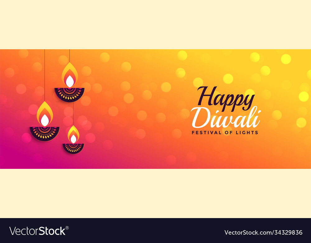 Lovely happy diwali bokeh banner with vibrant Vector Image