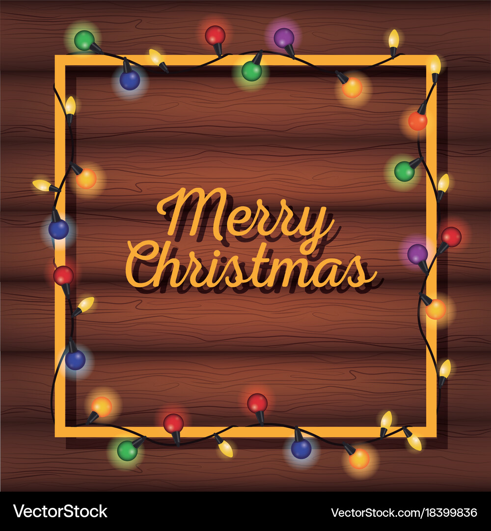 Merry christmas card with lights Royalty Free Vector Image
