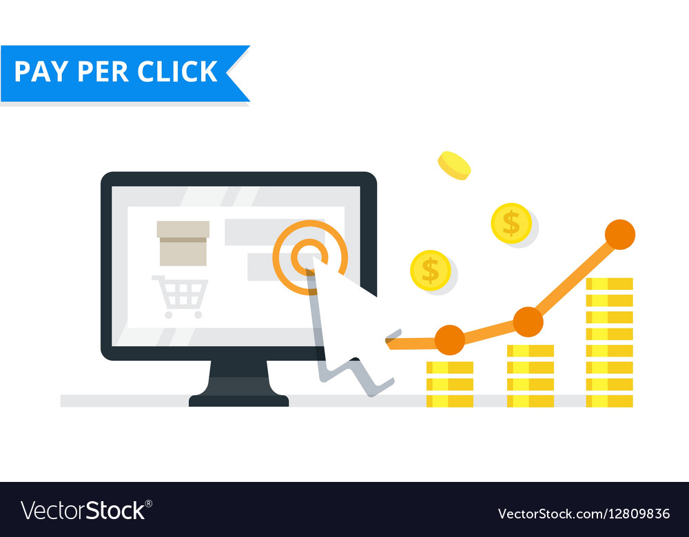 Pay per click internet marketing concept - flat