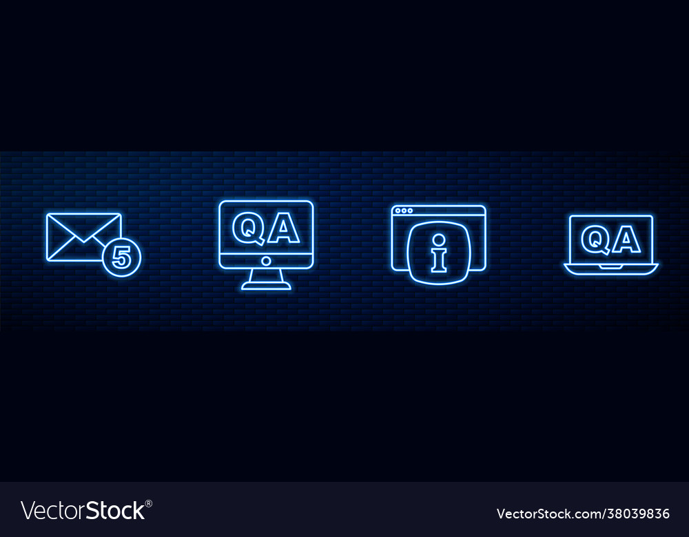 Set line monitor with faq information new email Vector Image Set line monitor with faq information new email