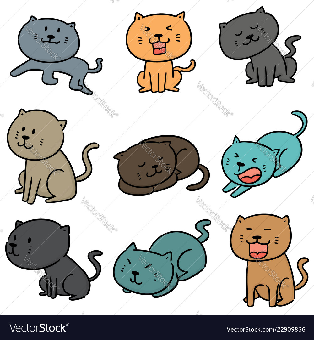 Set of cats Royalty Free Vector Image - VectorStock