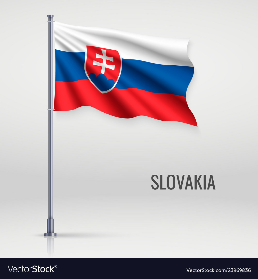 Slovak Flag on Flagpole