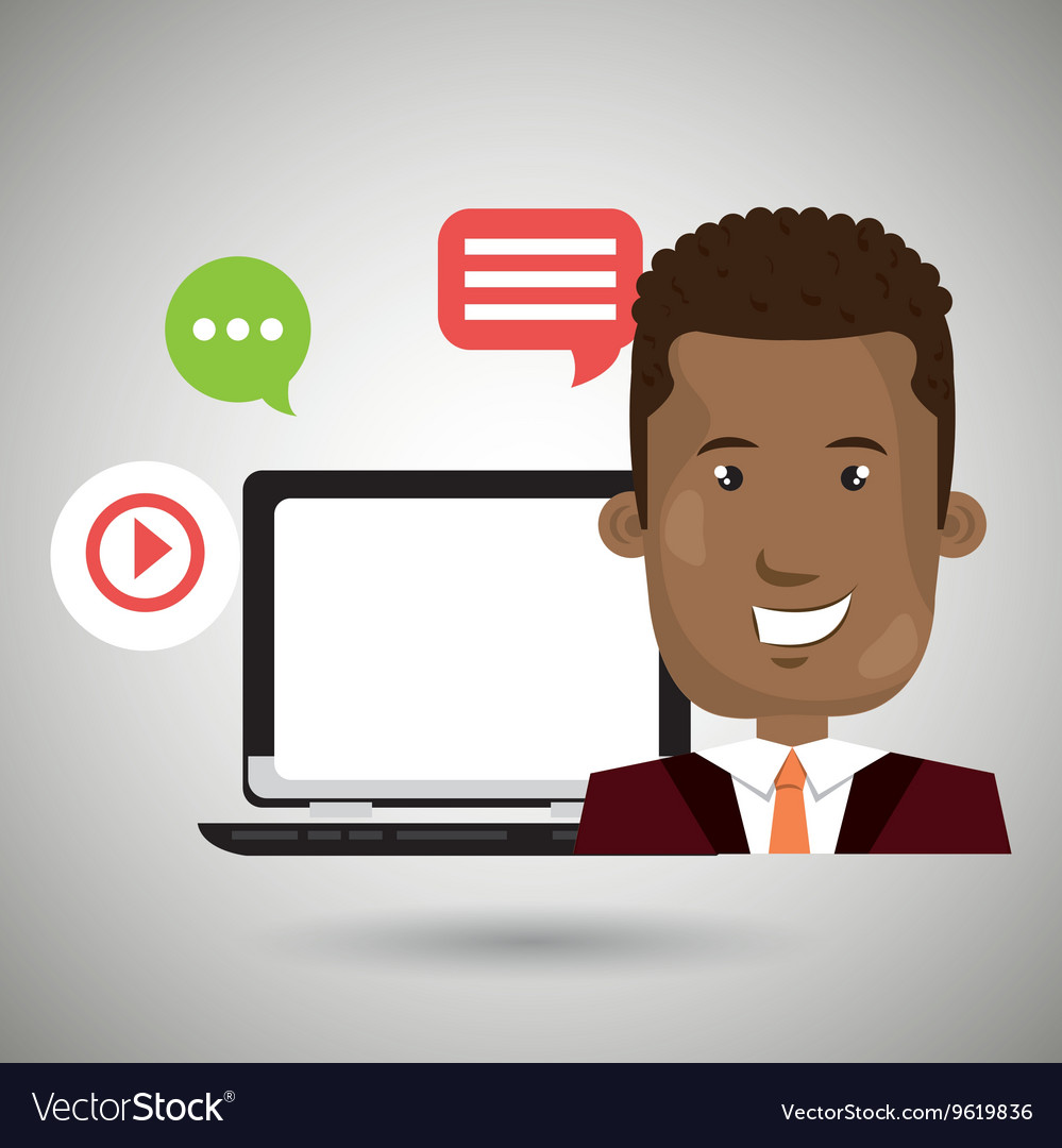 Social networking user laptop isolated icon design