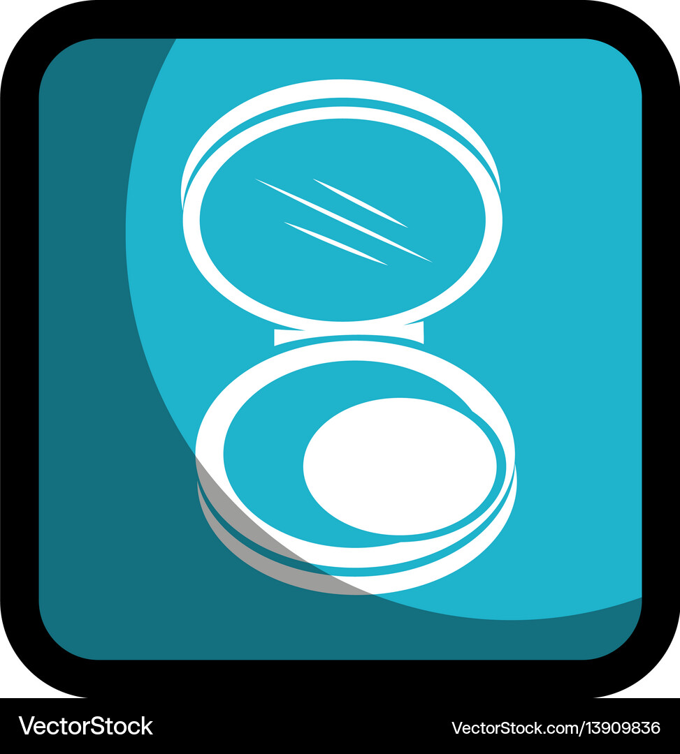 Square button with face powder beauty product Vector Image