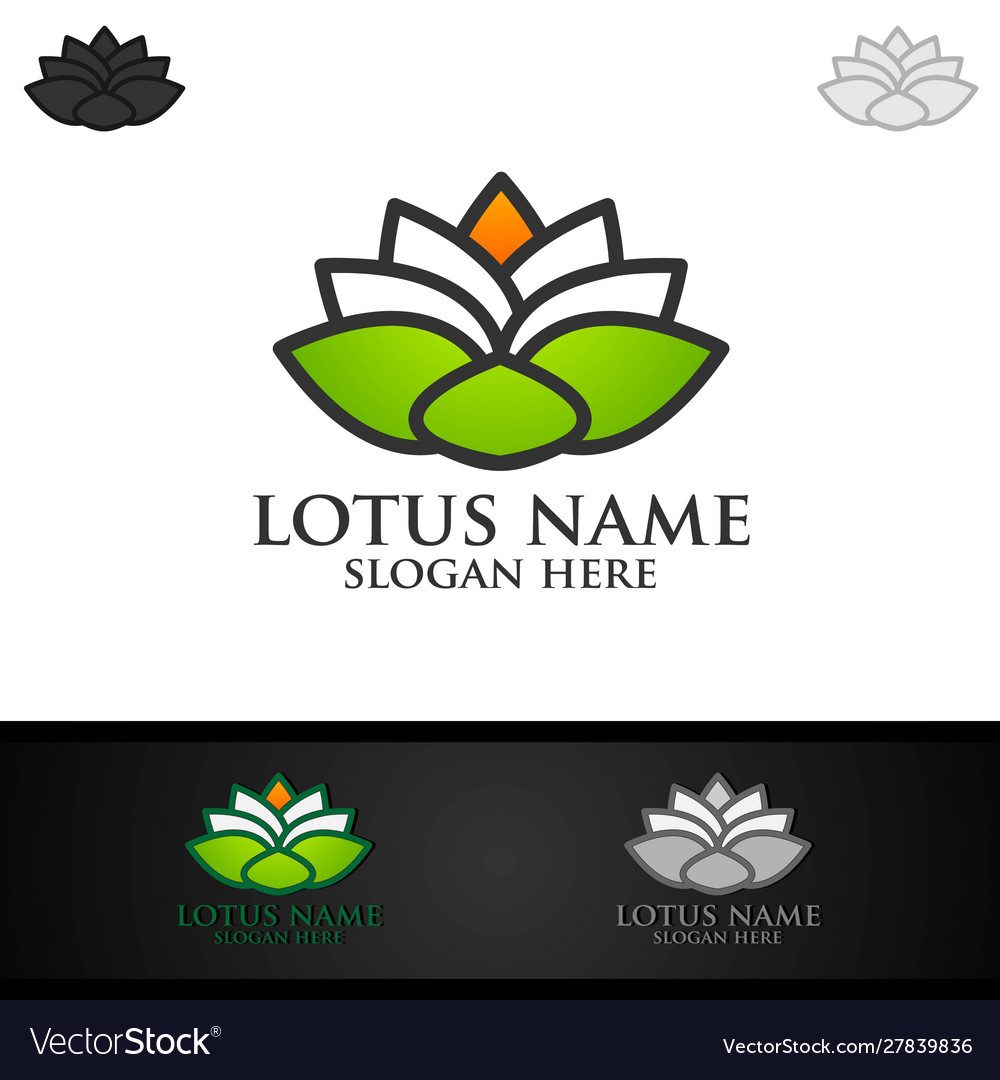 Yoga and lotus flower logo with health spa vector image Yoga and lotus flower logo with health spa
