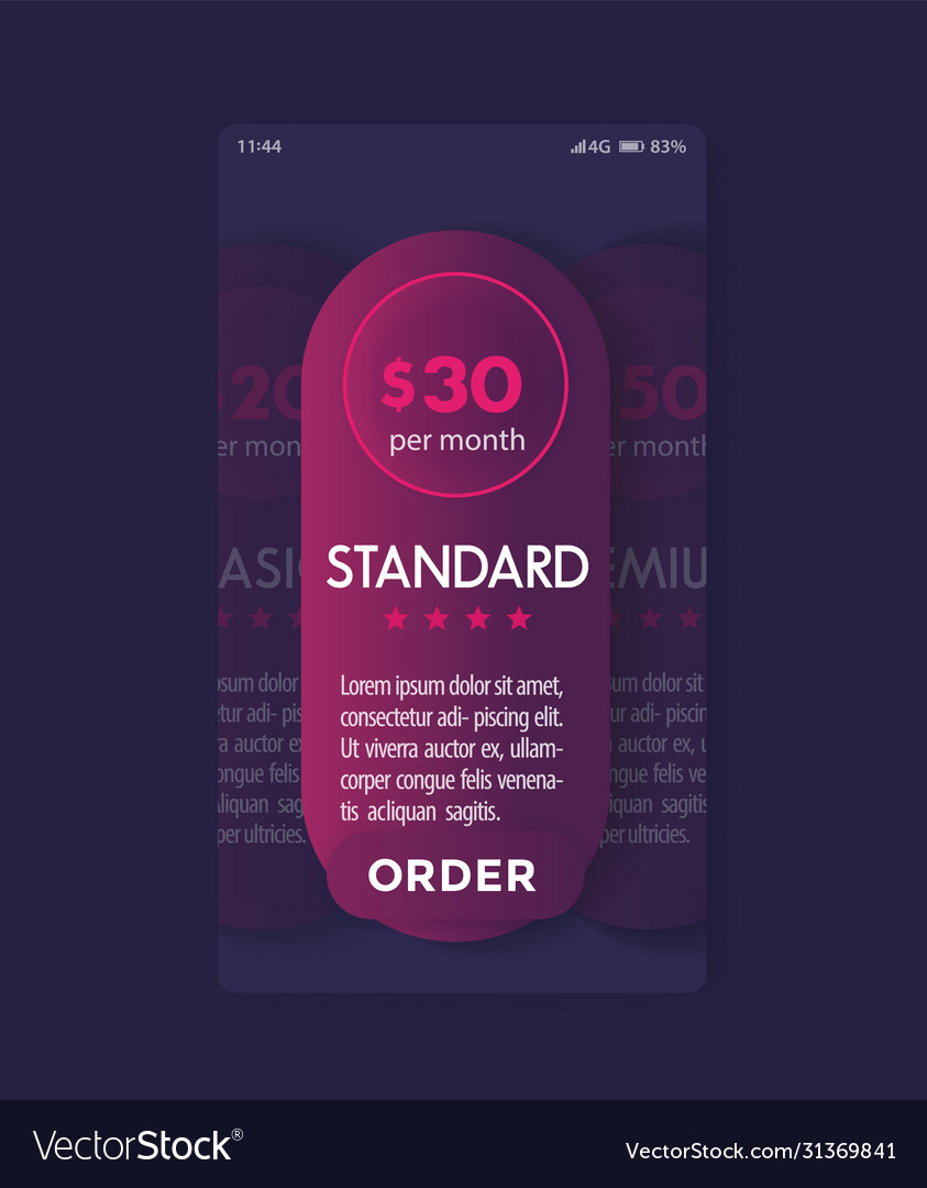 Banner for tariffs with prices Royalty Free Vector Image