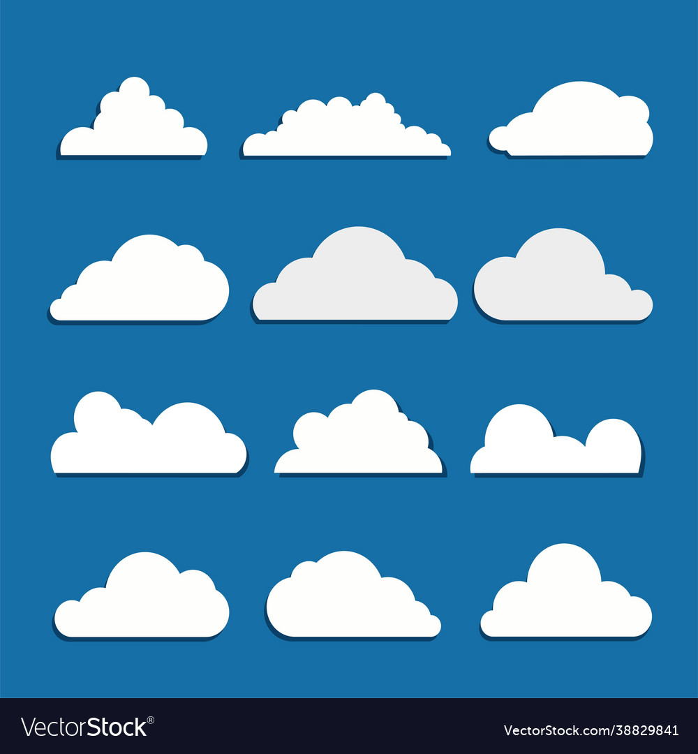 Big cloud flat two colour minimal icon set Vector Image