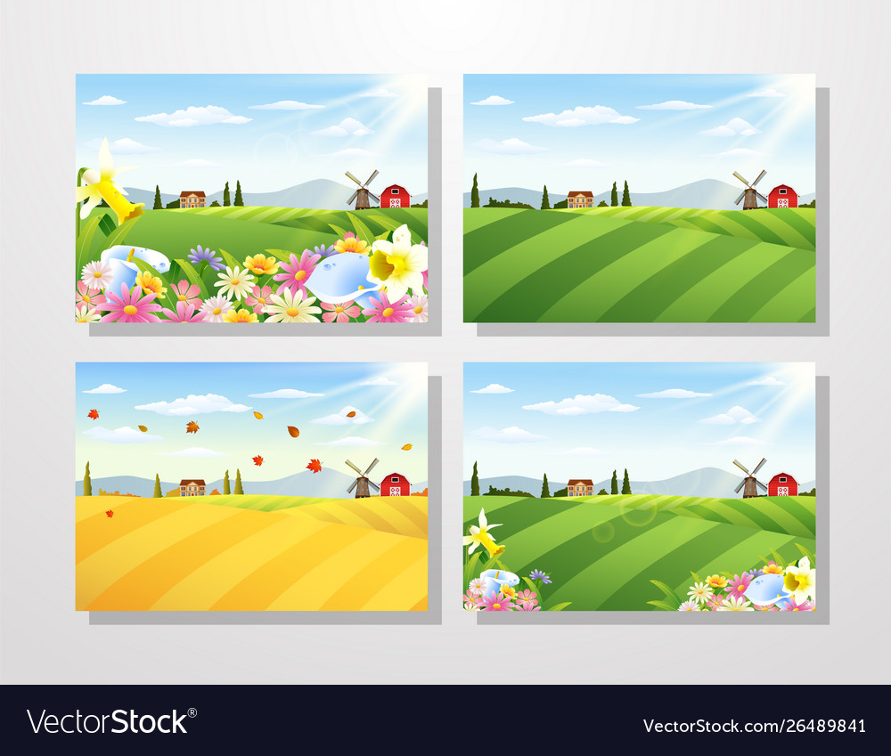 Cartoon happy animal with farm background