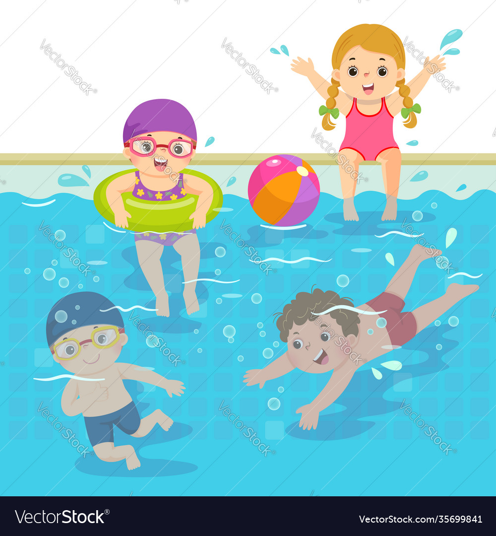 Children swimming in pool Royalty Free Vector Image