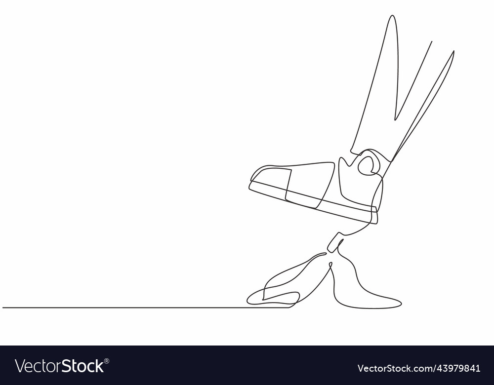 Continuous one line drawing robot leg step Vector Image