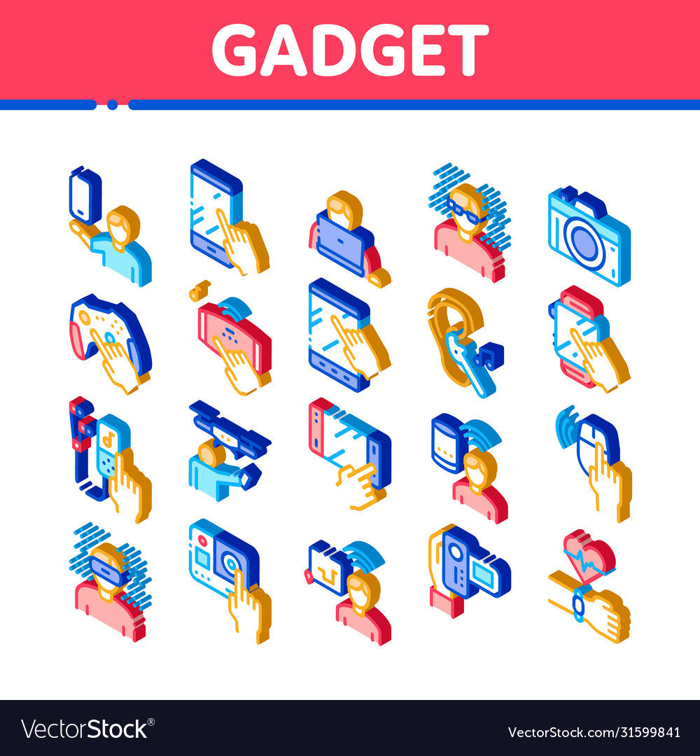 Gadget and device isometric icons set