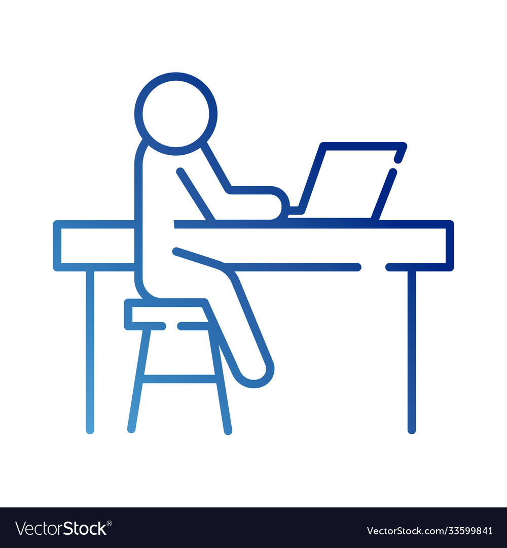 Human figure avatar working in laptop desk