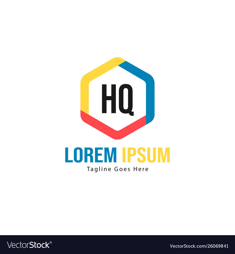 Initial hq logo template with modern frame Vector Image Initial hq logo template with modern frame
