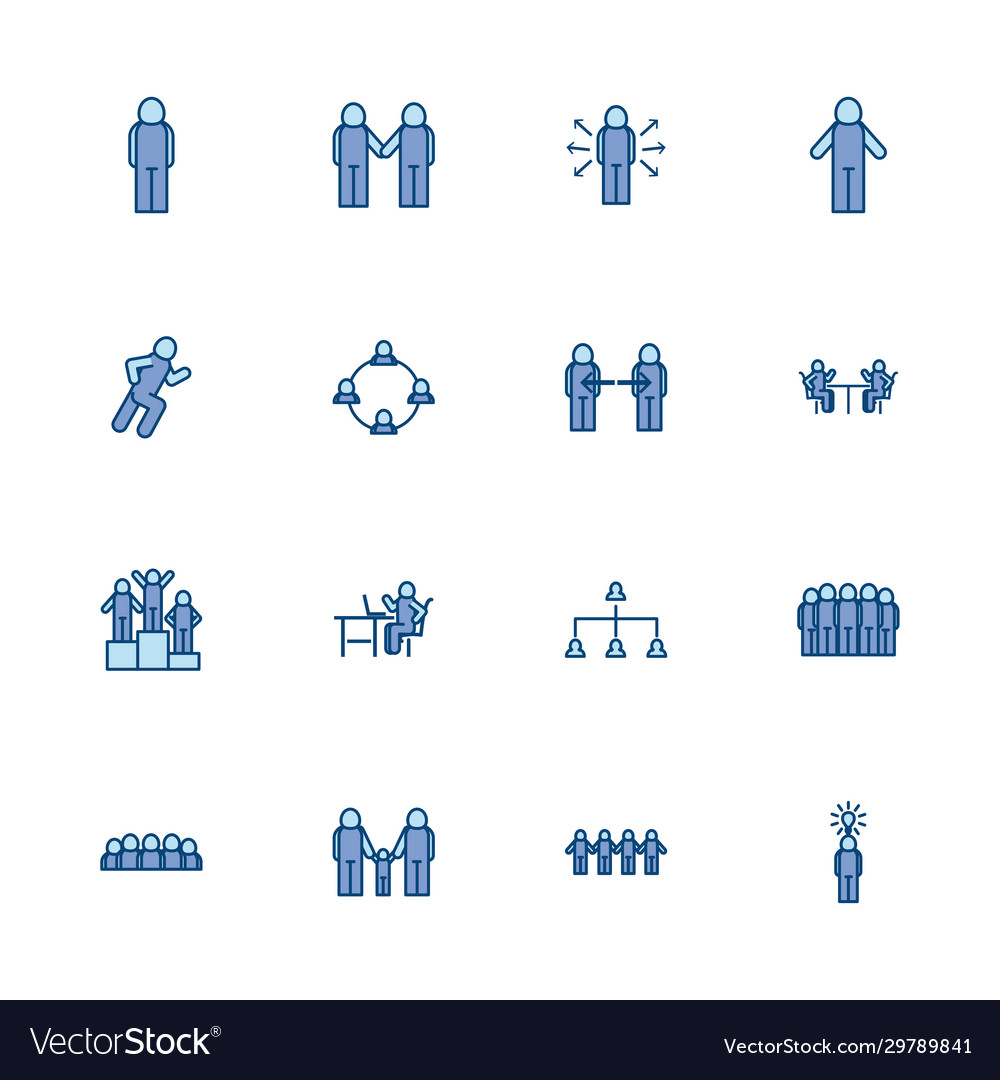 Isolated avatars line and fill style icon set