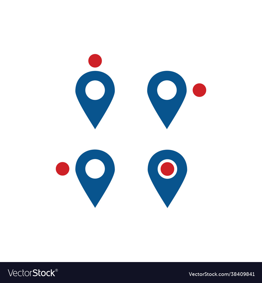 Location icon set map pointers on white vector image Location icon set map pointers on white