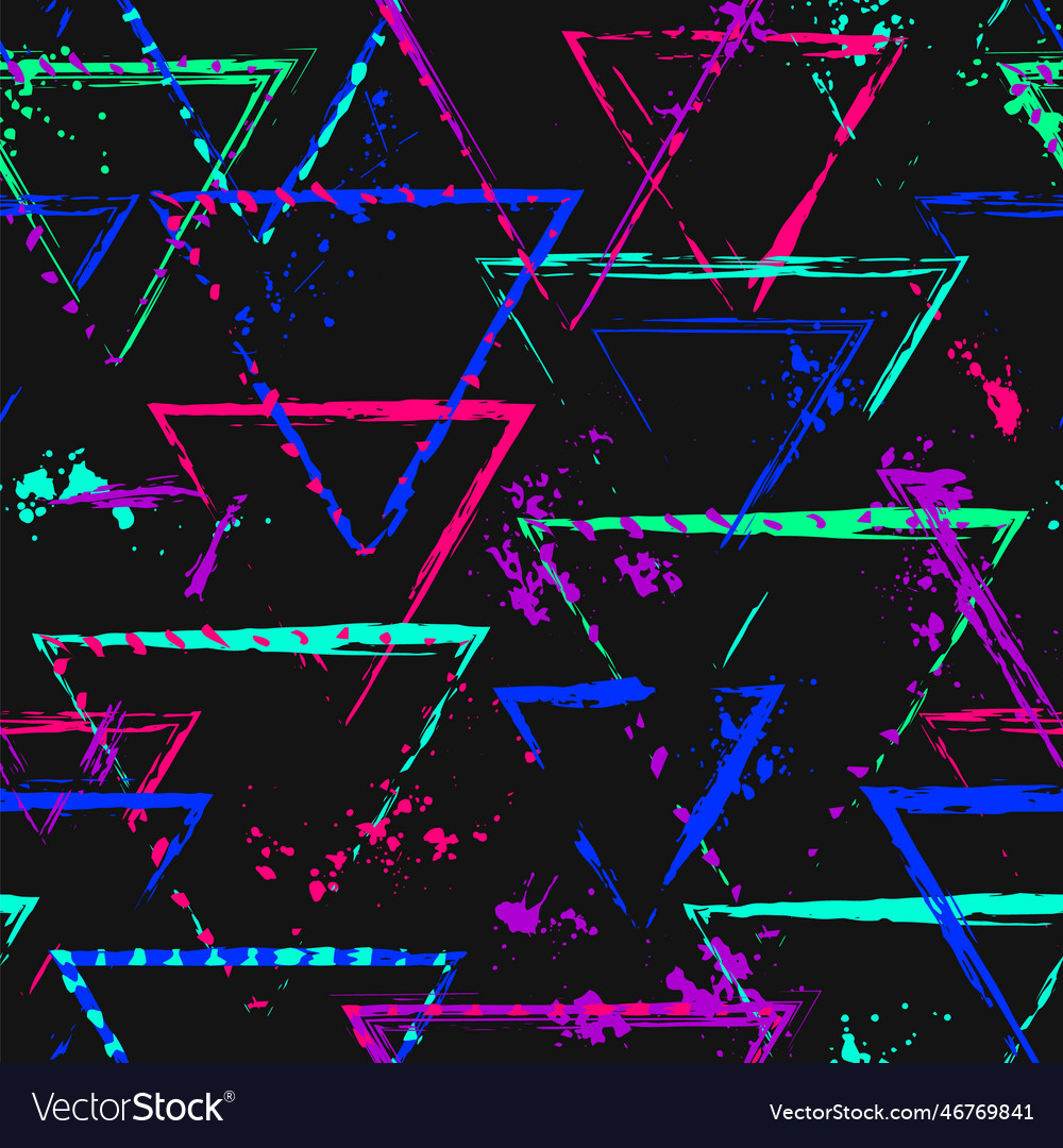 Pattern with triangles paint strokes splatter Vector Image