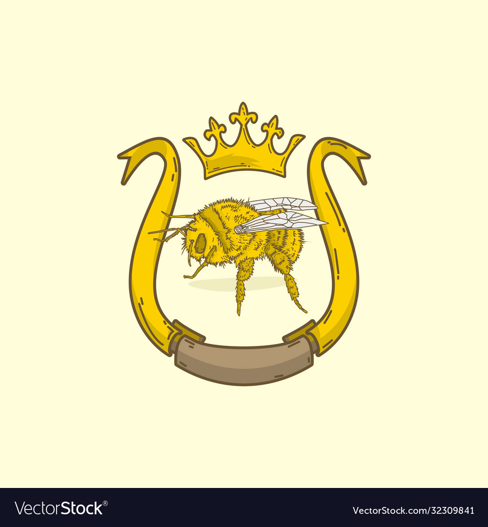 Queen bee emblem classic logo Royalty Free Vector Image