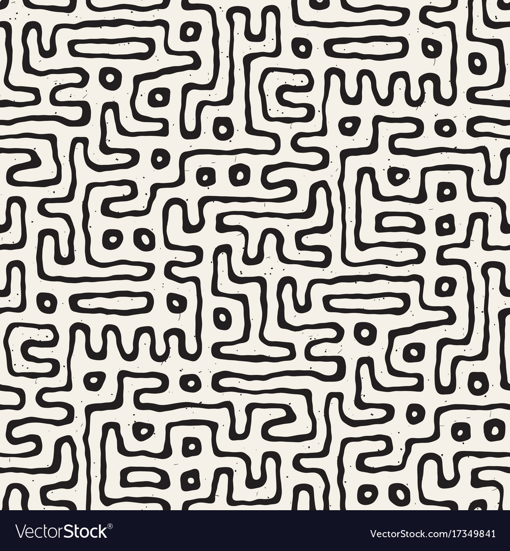 Seamless pattern with maze lines monochrome