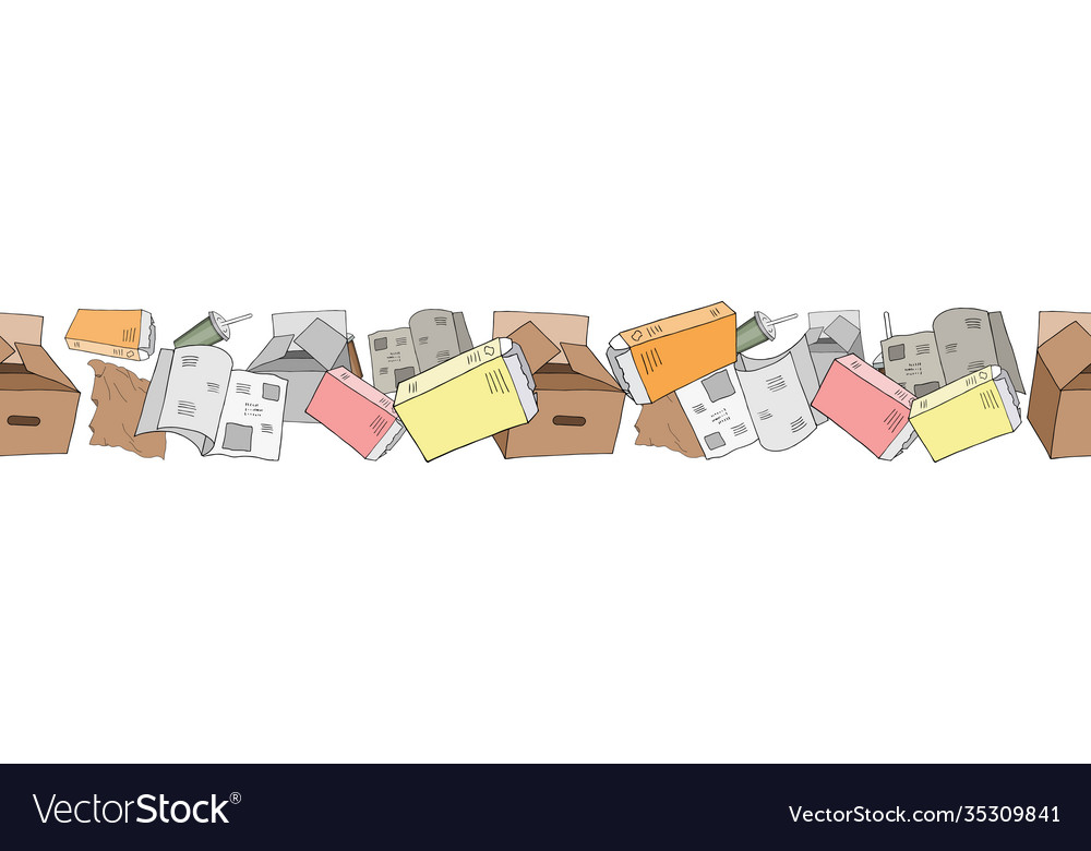 Seamless pattern with sorted paper garbage vector image Seamless pattern with sorted paper garbage