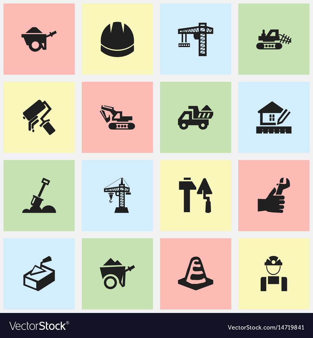 Set of 16 editable structure icons includes