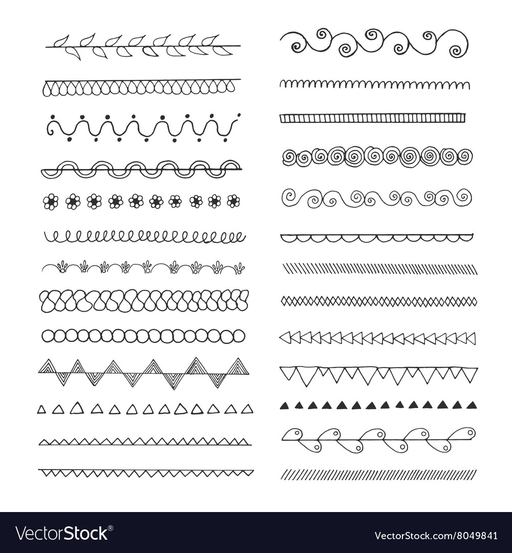 Set of hand drawn line borders Royalty Free Vector Image