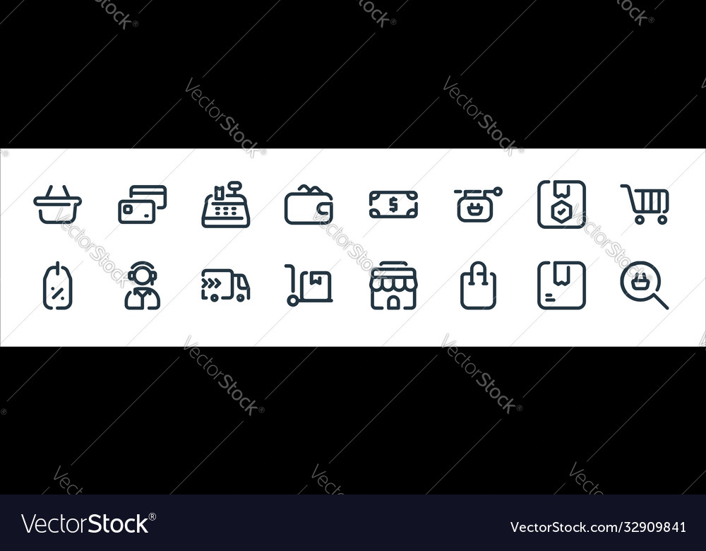 Shopping line icons linear set quality