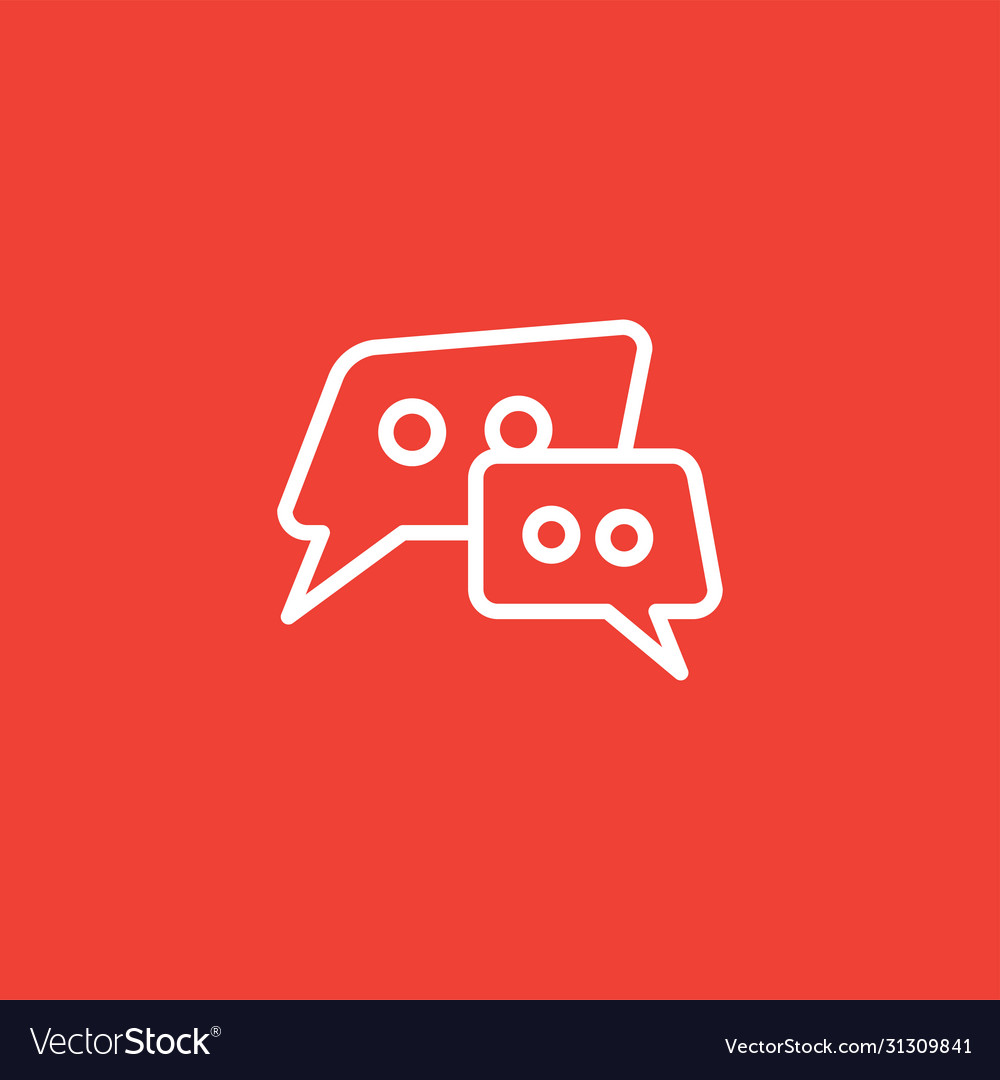 Speech bubble line icon on red background vector image Speech bubble line icon on red background