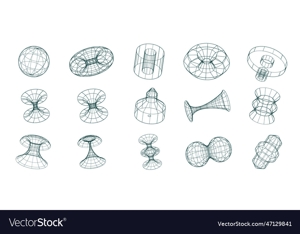 Trendy y2k 3d dimensional polygonal models in mesh vector image Trendy y2k 3d dimensional polygonal models in mesh