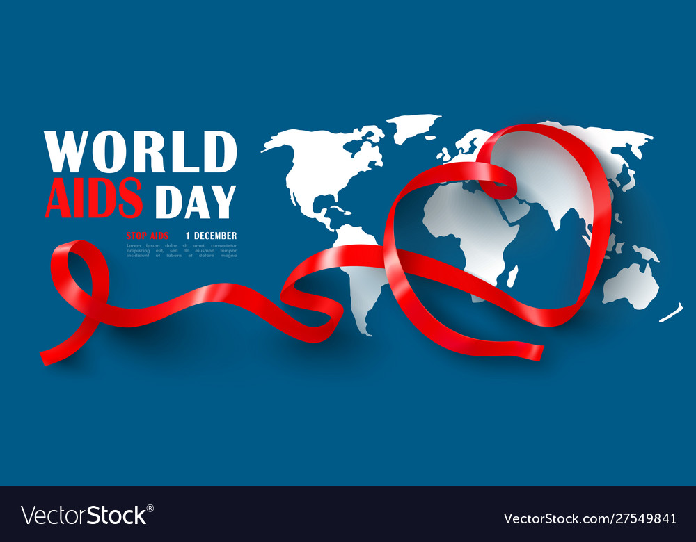 World aids day banner with red ribbonstop