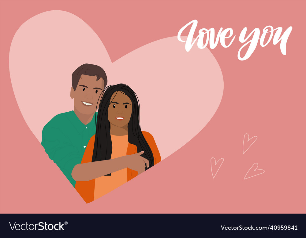 Young african american couple falls in love vector image Young african american couple falls in love