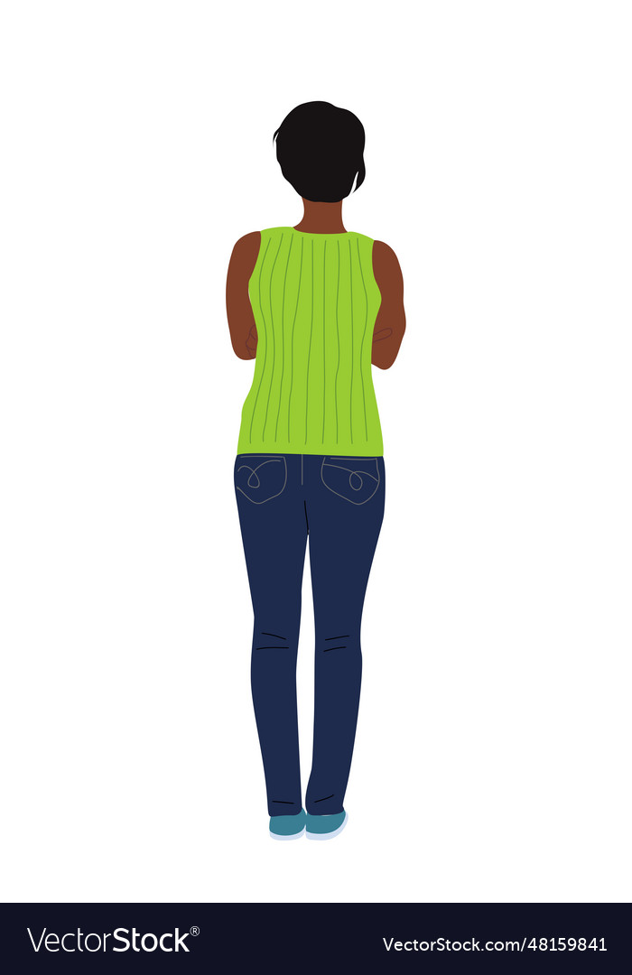 Young black woman standing back view