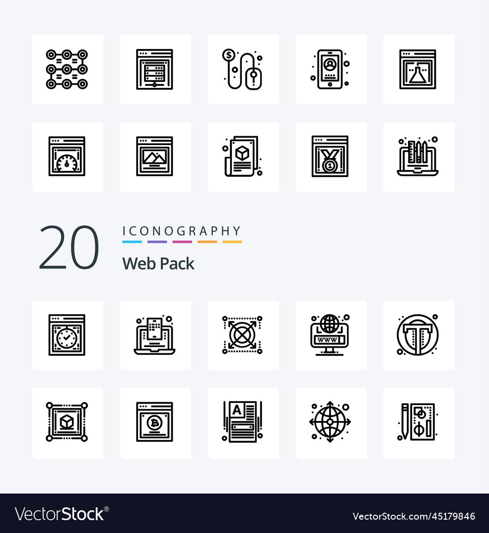 20 web pack line icon like interface site