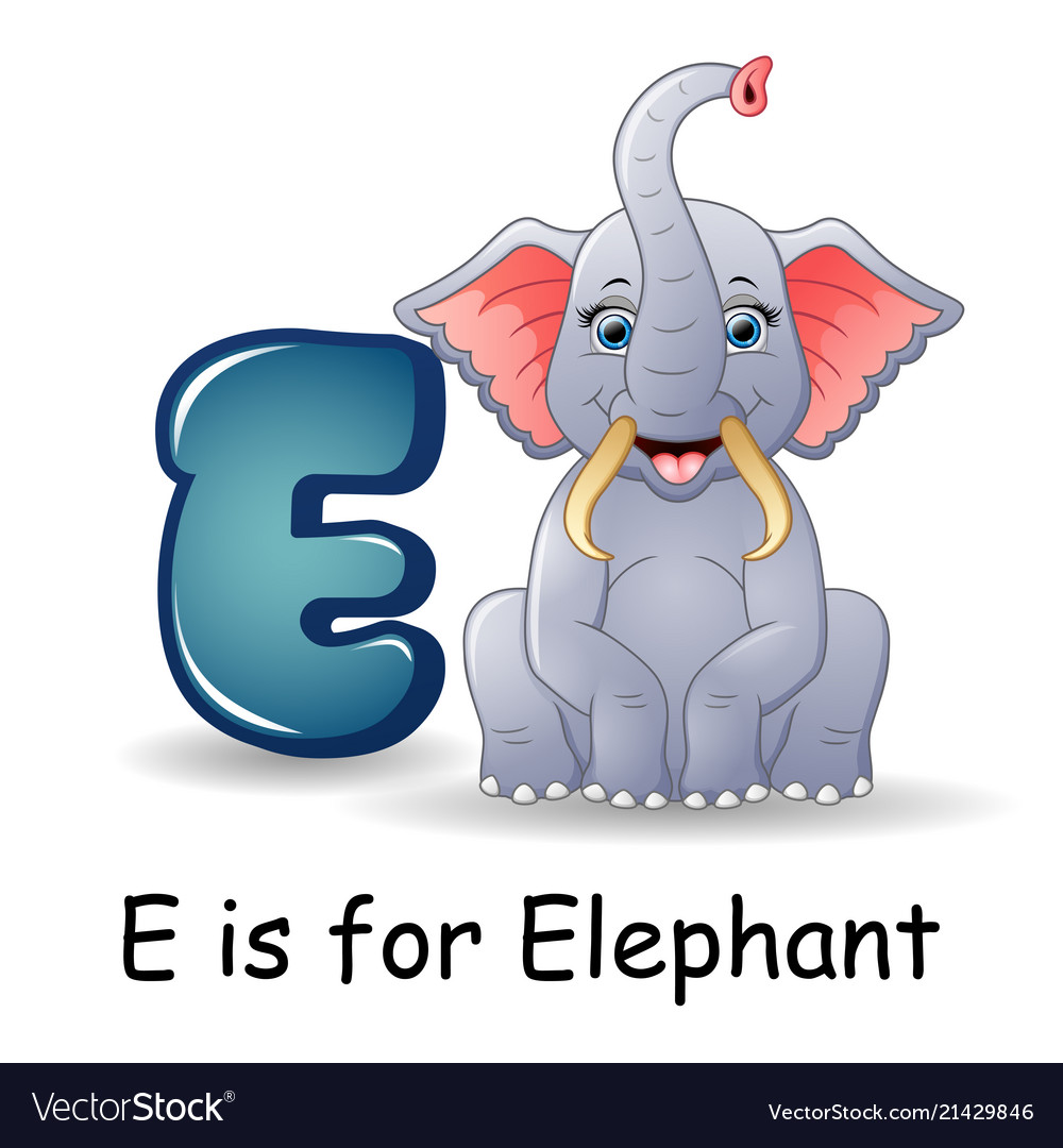 Animals alphabet e is for elephants Royalty Free Vector