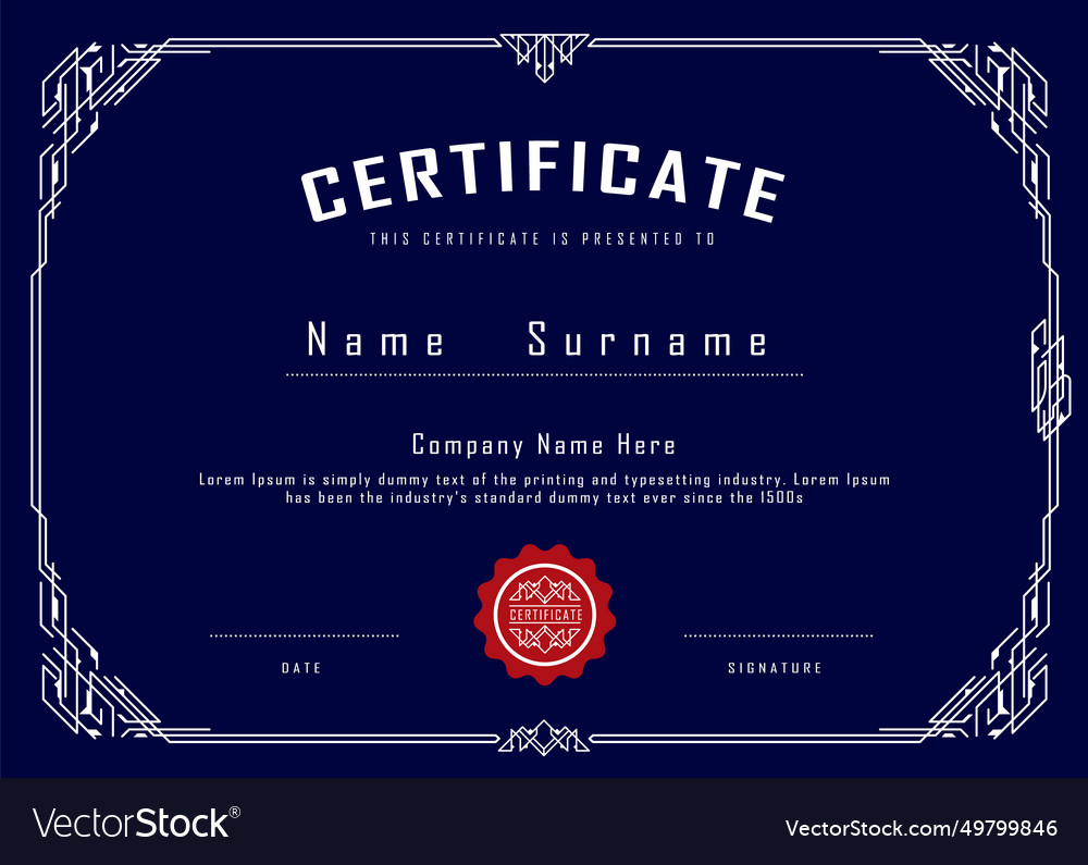 Art deco certificate border design template Vector Image