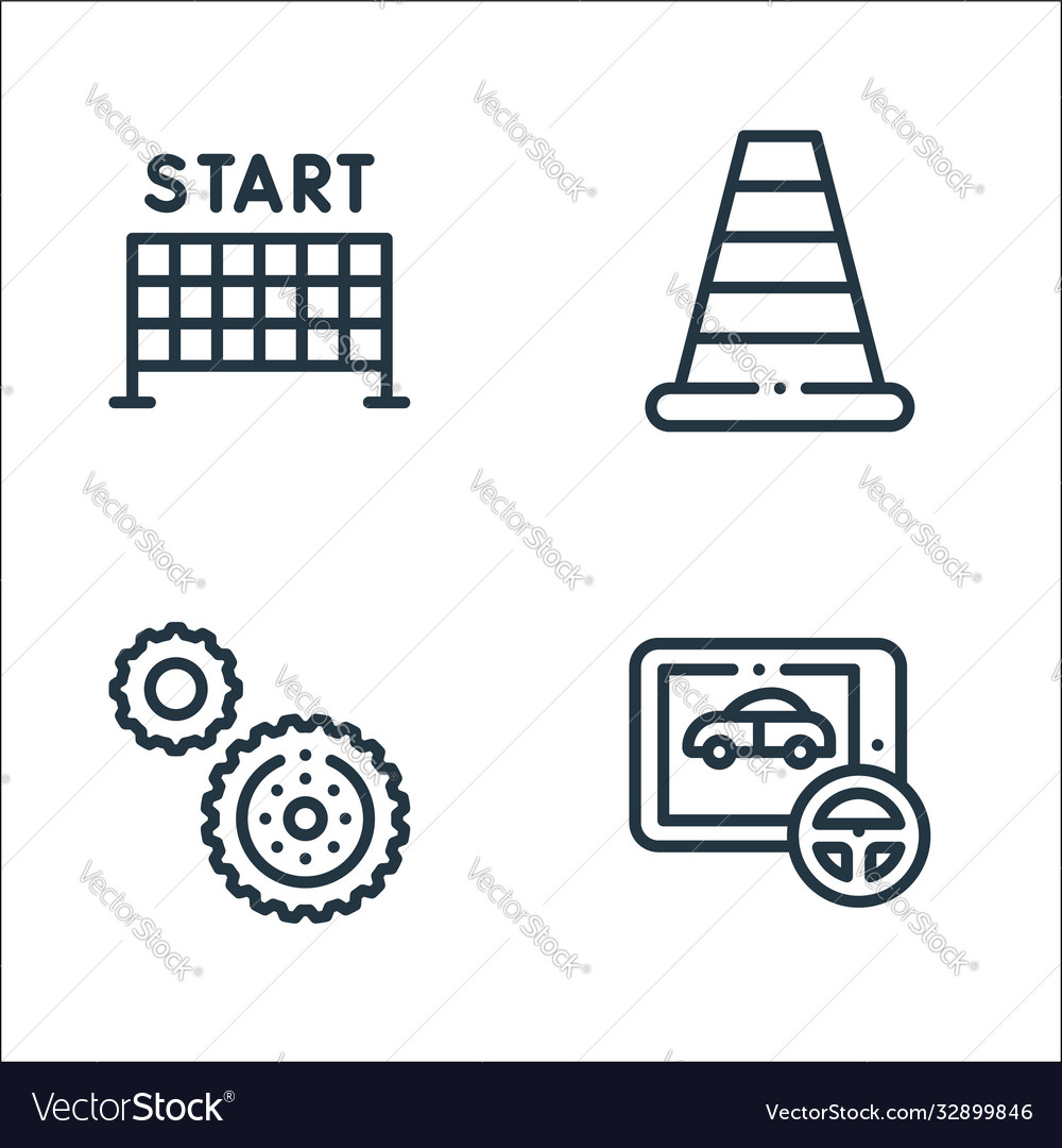 Autoracing line icons linear set quality vector image Autoracing line icons linear set quality