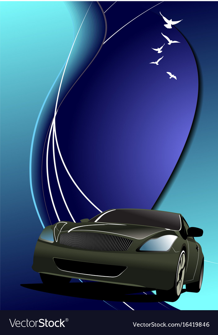 Blue abstract background with car image