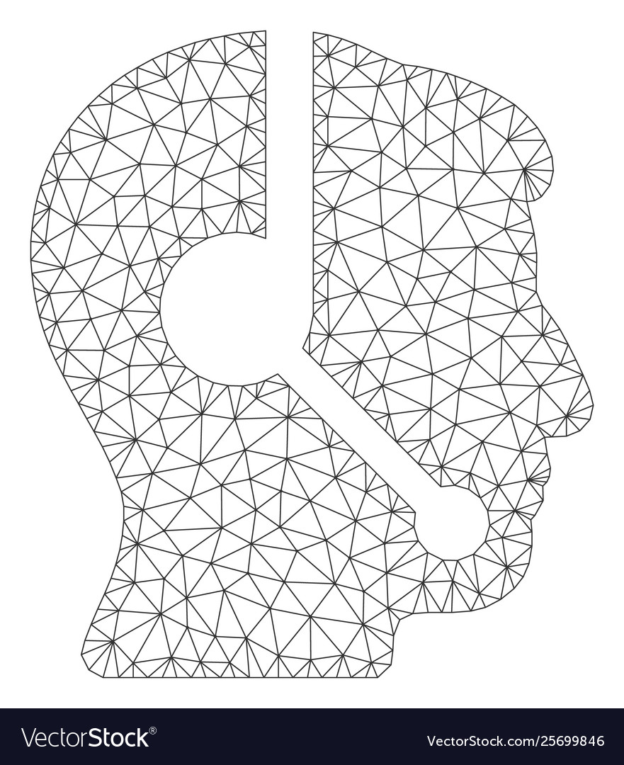 Call center operator polygonal frame mesh vector image Call center operator polygonal frame mesh