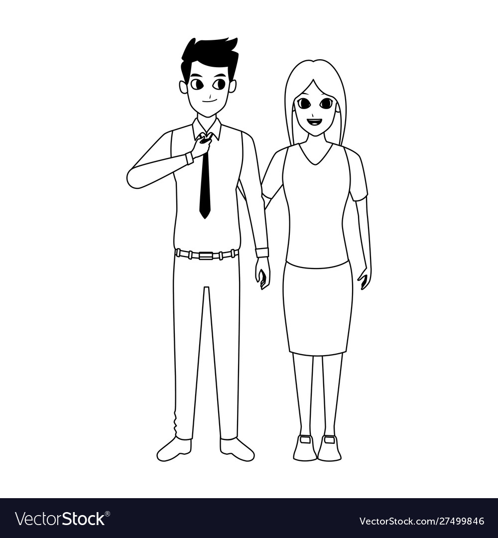 Cartoon couple businessman and woman icon Vector Image