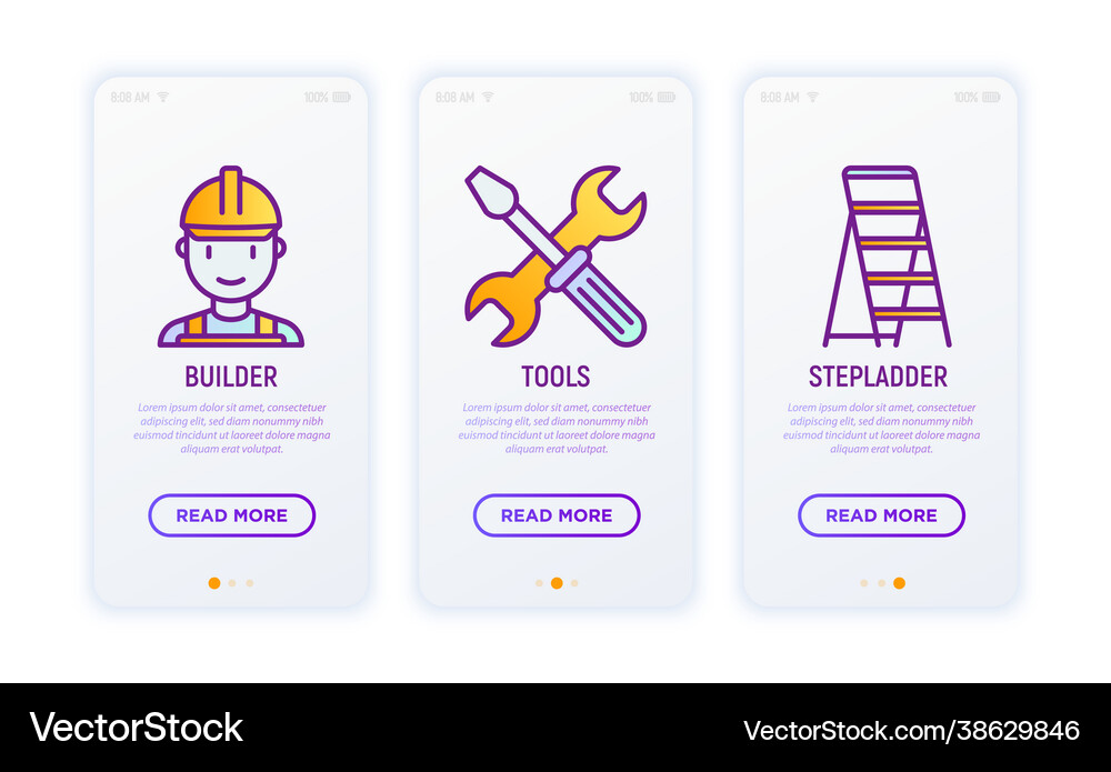 Construction thin line icons set builder Vector Image