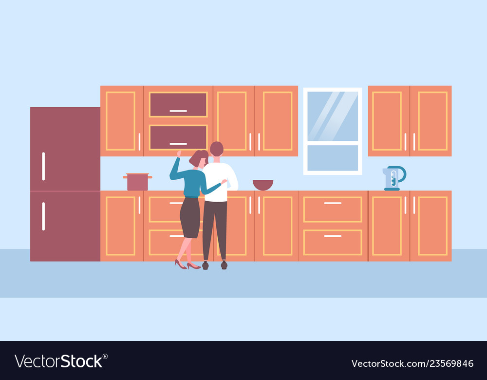 Couple Cooking Together - Rear View