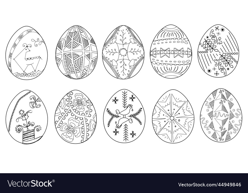 Easter eggs coloring Royalty Free Vector Image