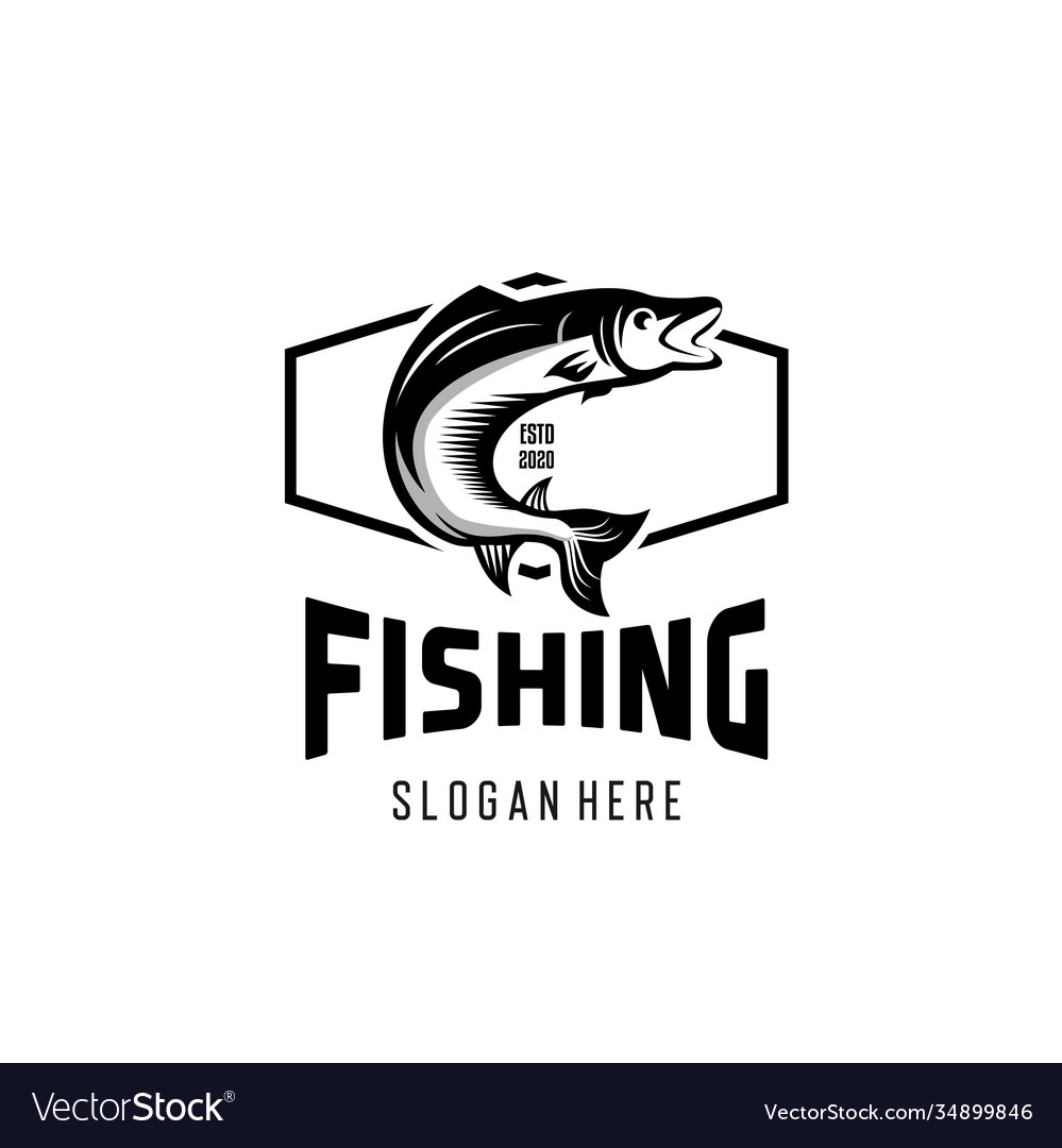 Fishing logo bass fish club emblem theme Vector Image