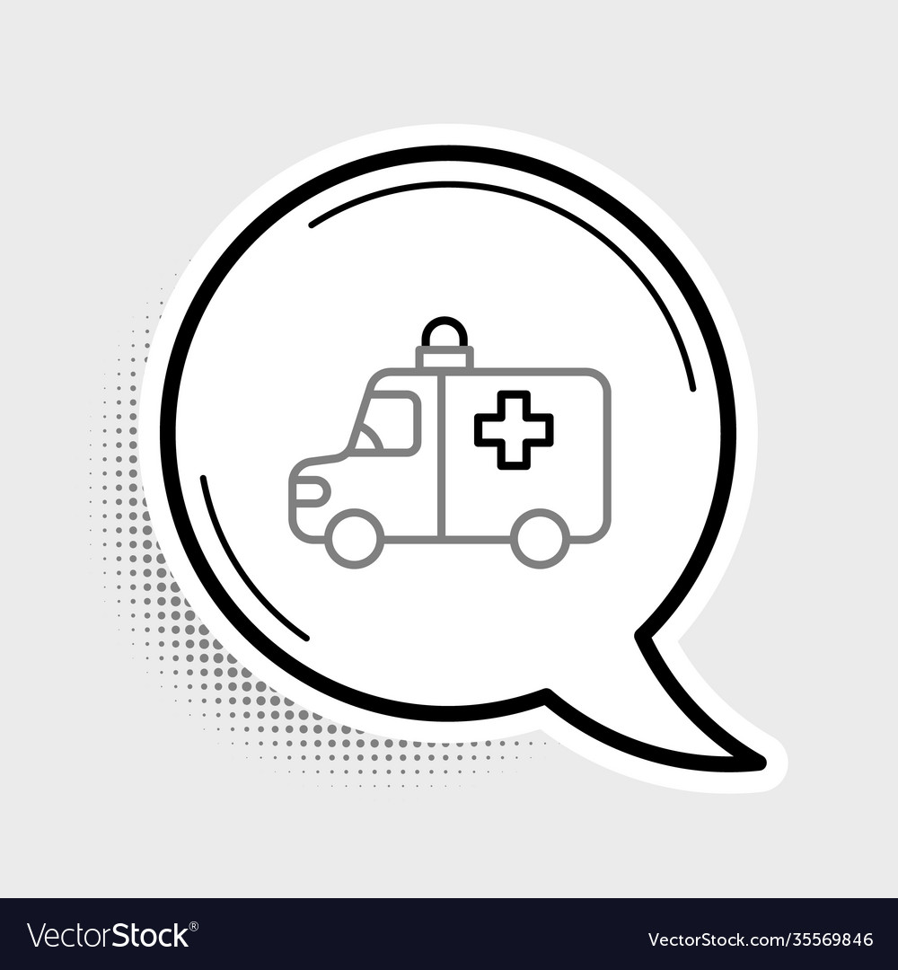 Line ambulance and emergency car icon isolated vector image Line ambulance and emergency car icon isolated