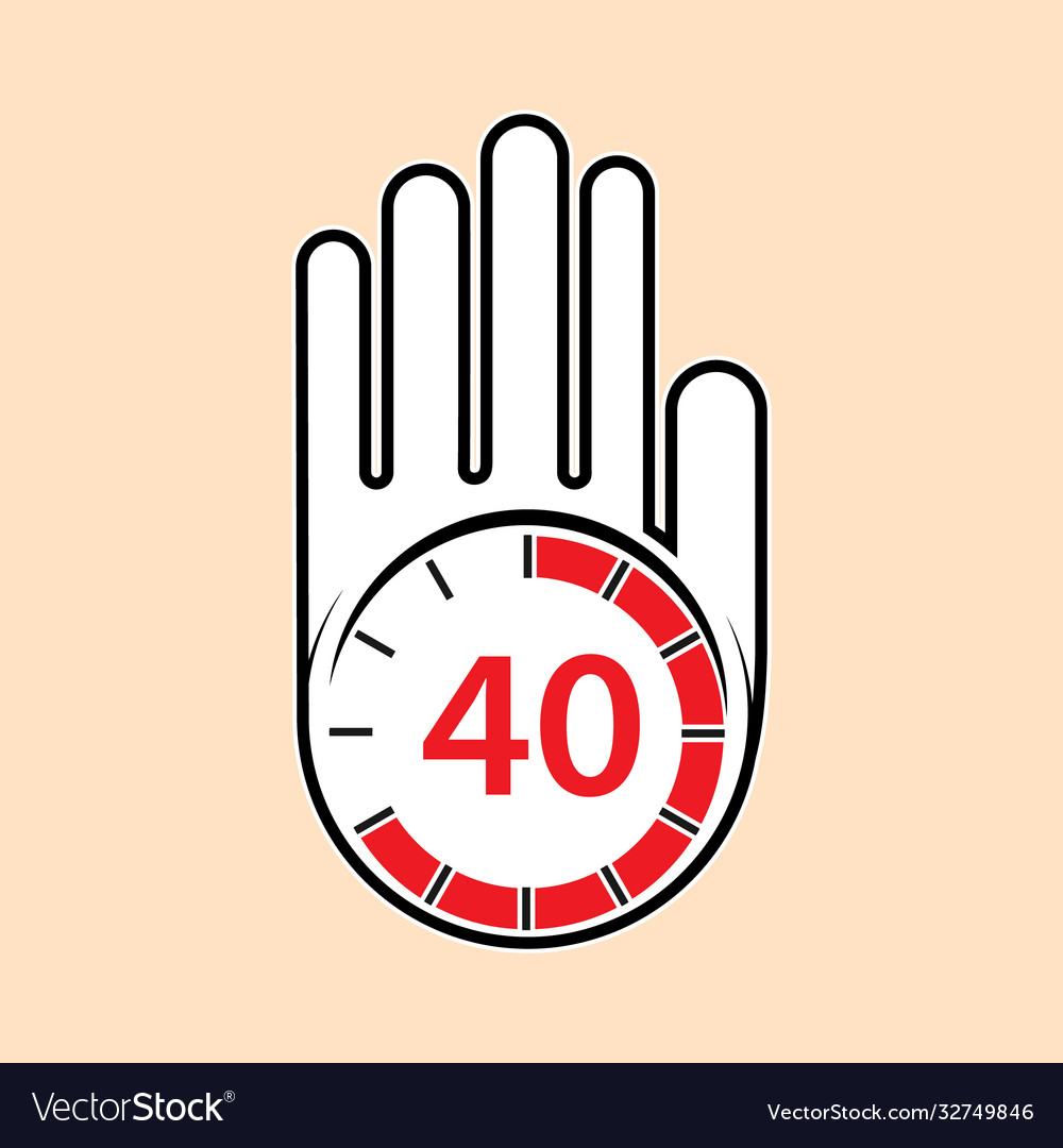 Raised open hand with a watch on it time for rest vector image Raised open hand with a watch on it time for rest