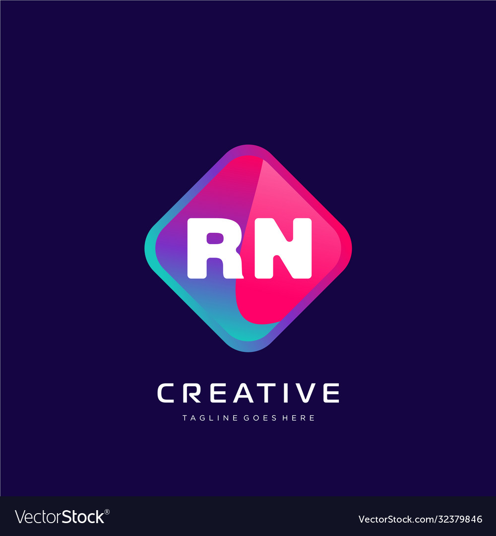 Rn initial logo with colorful template vector image Rn initial logo with colorful template