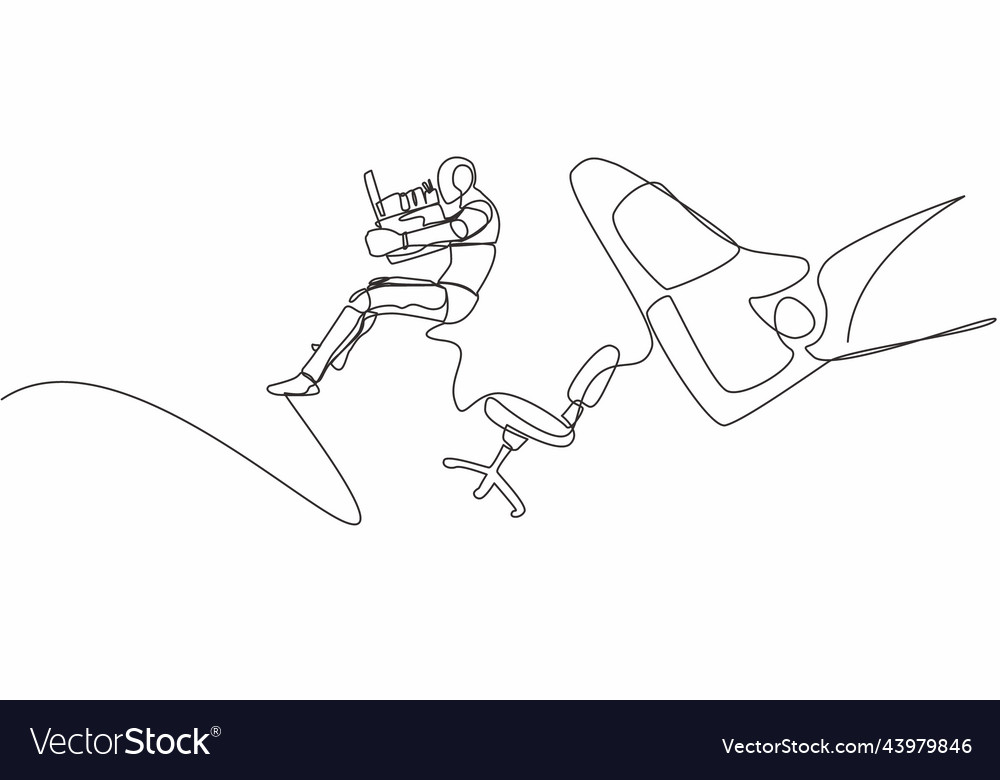 Single continuous line drawing robot kicked out vector image Single continuous line drawing robot kicked out