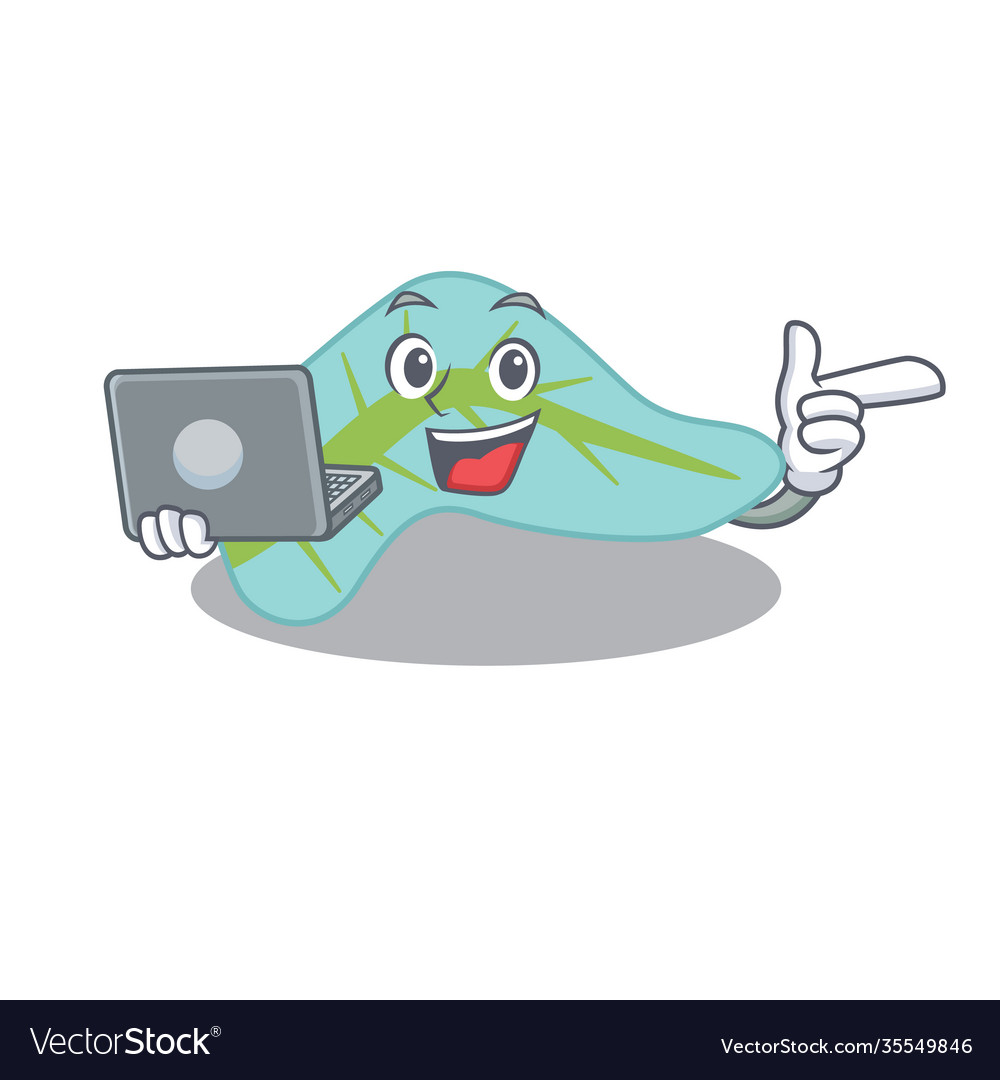 Smart cartoon character pancreas studying