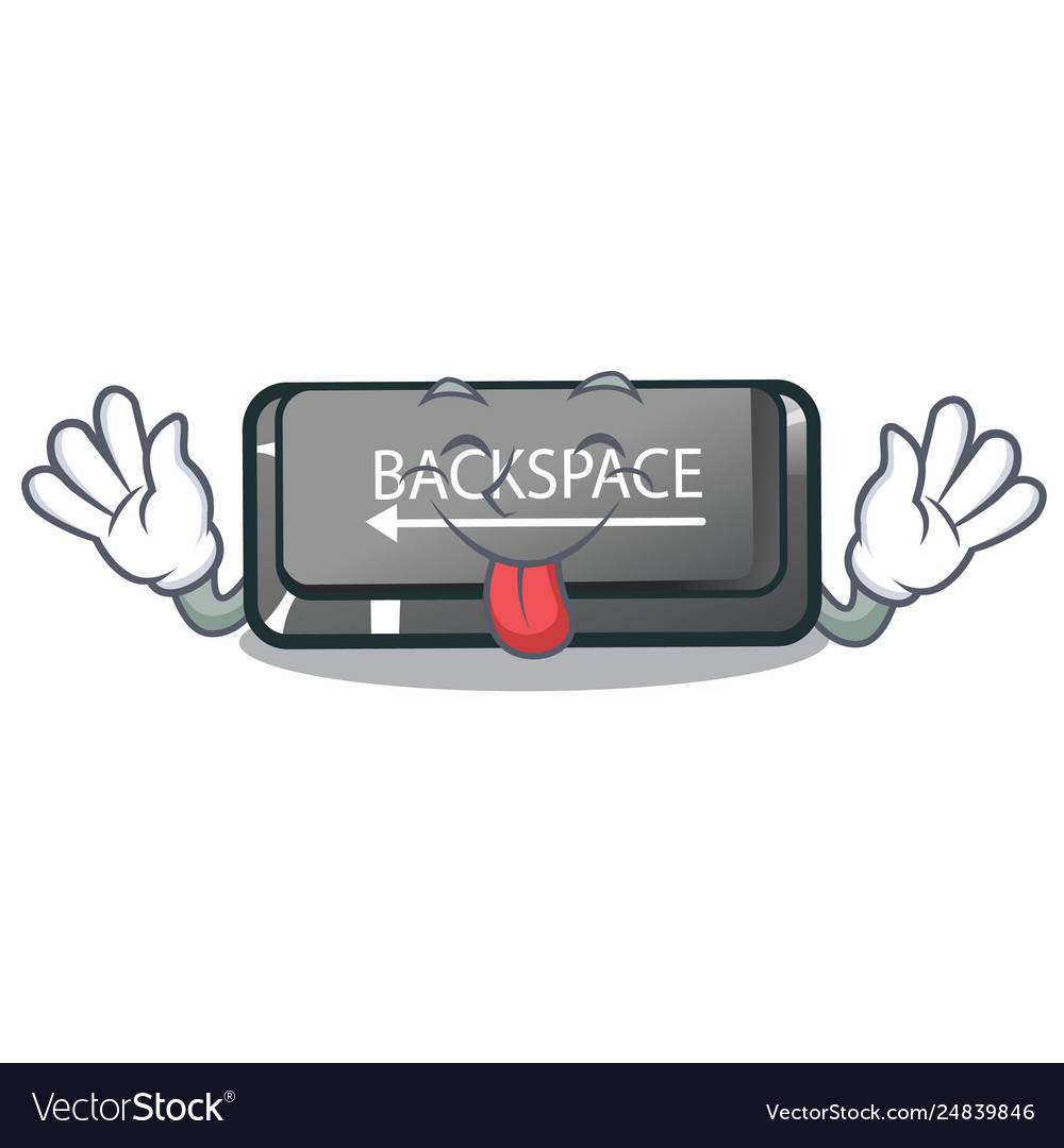 Tongue out backspace button on a computer