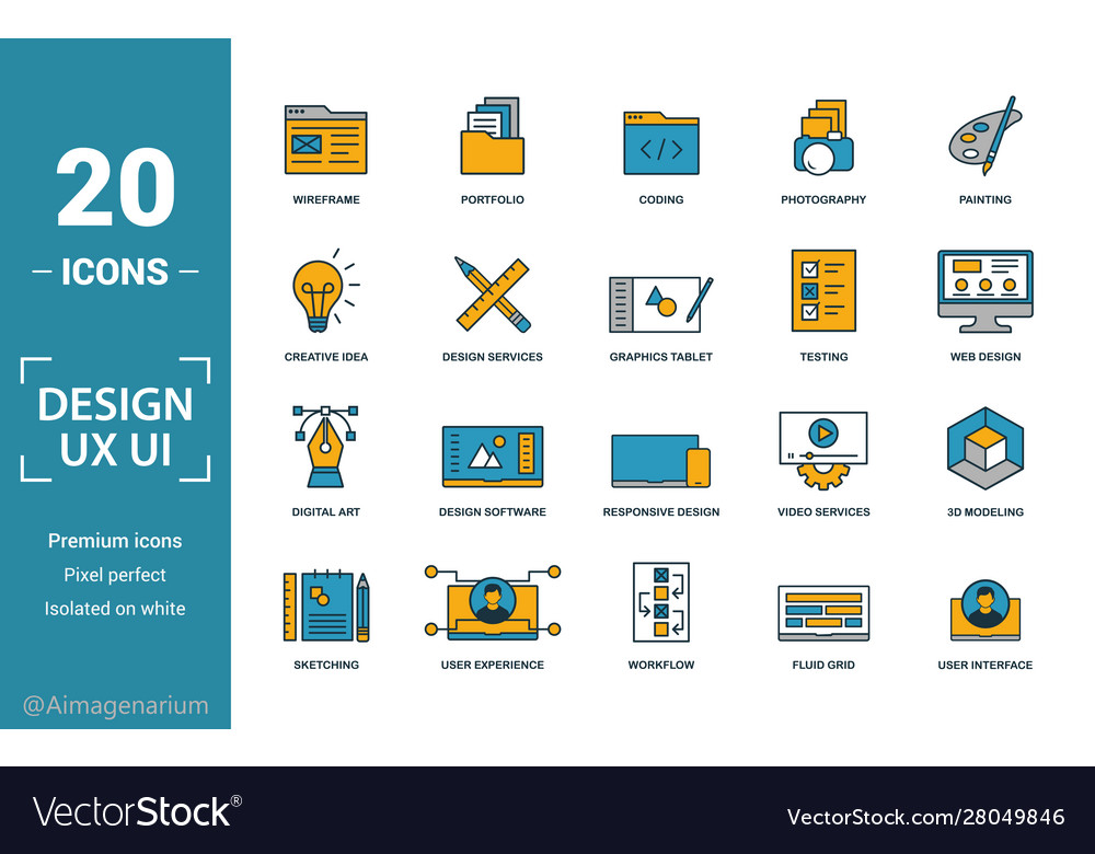 Ui icon set include creative elements search done Vector Image Ui icon set include creative elements search done