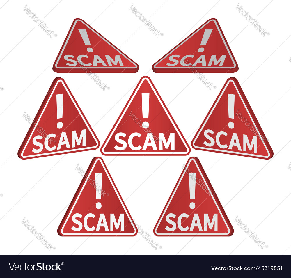 3d set of triangular red signs in different